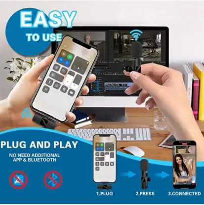  K8 YouTube Wireless Mic Plug & Play Type C Collar Mic Support Android-IOS Microphone